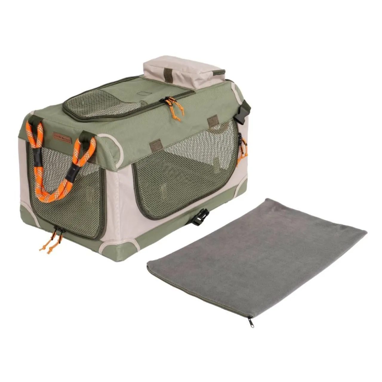 Nordic Paws Foldbart luksus hundebur i stof Army M - komfort og ro